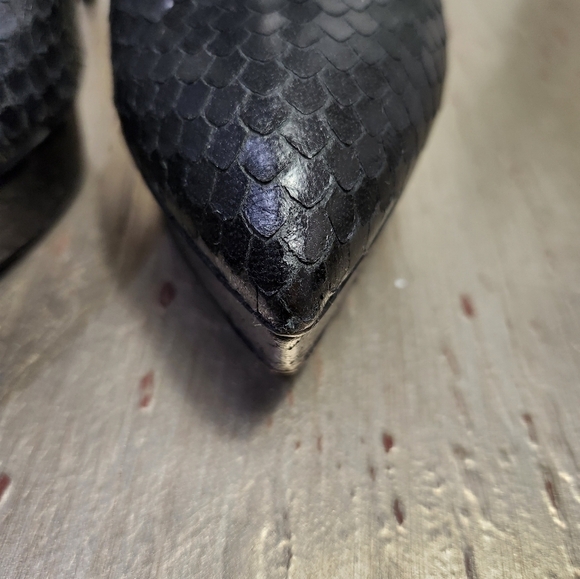 Y2K SAINT Laurent Janis 80 Black Snakeskin Stiletto Ankle Boots 7.5 37 1/2 - Picture 5 of 15